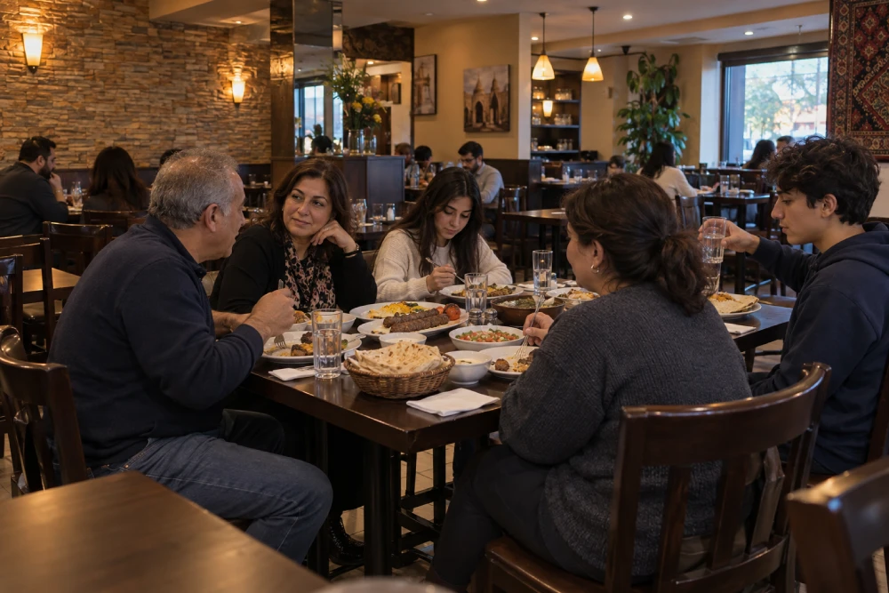 family dinner in restaurant